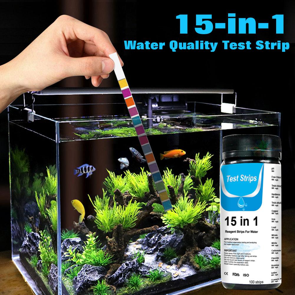 15-in-1 Water Test Strip for Checking Water Quality Test Aquarium Fish Tank Pool Water Drinking Water Test Strip PH Bromine