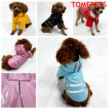 Load image into Gallery viewer, TOMEPETS pet raincoat for small dogs cute solid five colors pink/red/coffee/yellow/blue with reflextive stripe doggie rainwear
