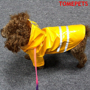 TOMEPETS pet raincoat for small dogs cute solid five colors pink/red/coffee/yellow/blue with reflextive stripe doggie rainwear