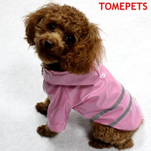 Load image into Gallery viewer, TOMEPETS pet raincoat for small dogs cute solid five colors pink/red/coffee/yellow/blue with reflextive stripe doggie rainwear
